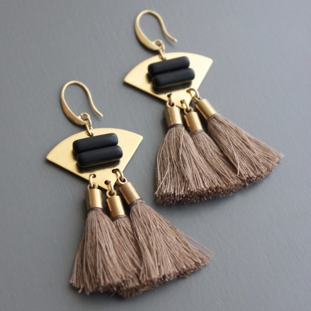 Emma Brass Fringe Earrings